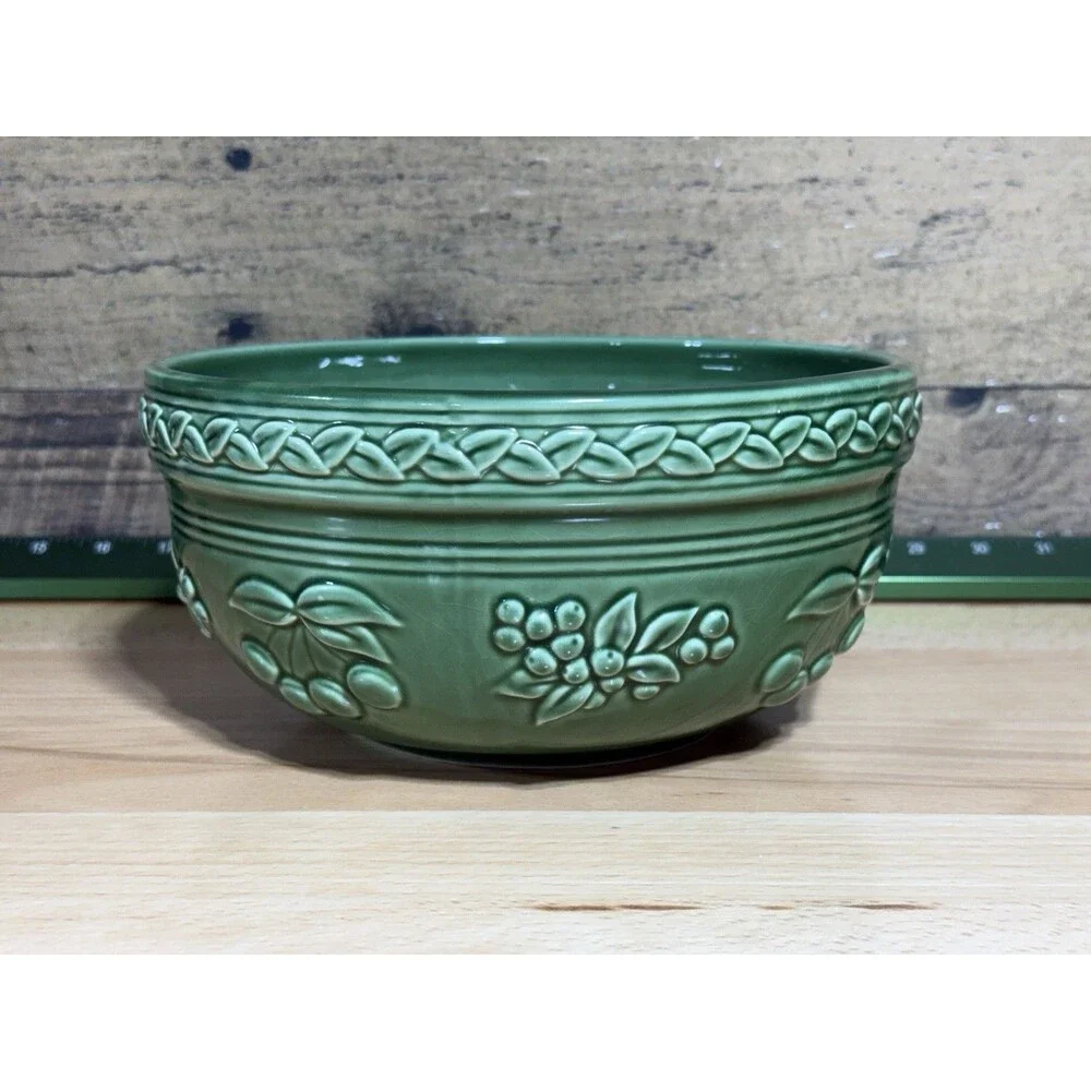 🔥Tender Heart Treasures 8.5” Forest Green Round Pottery Baking/Serving Bowl